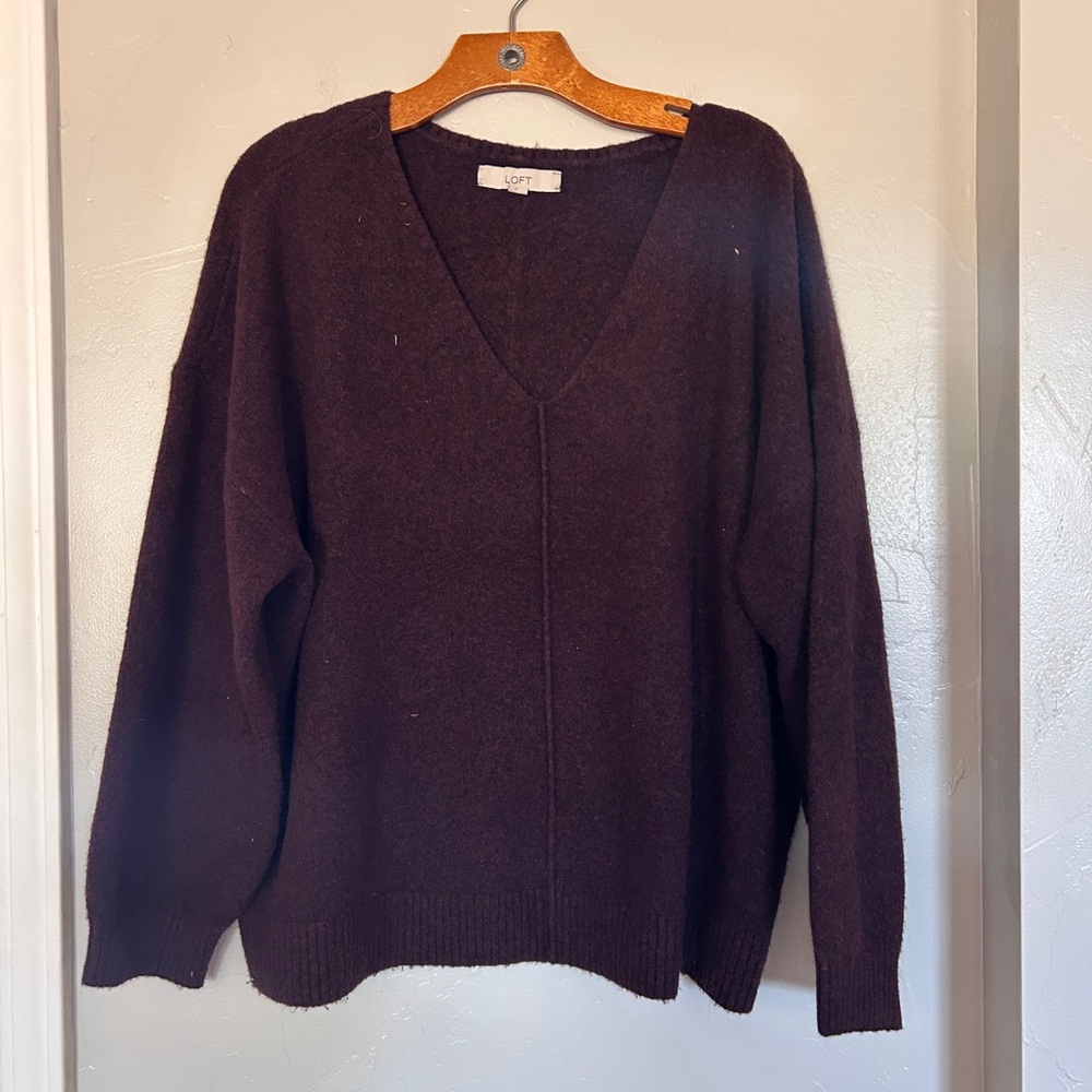 LOFT V-Neck Sweater - Rich Brown